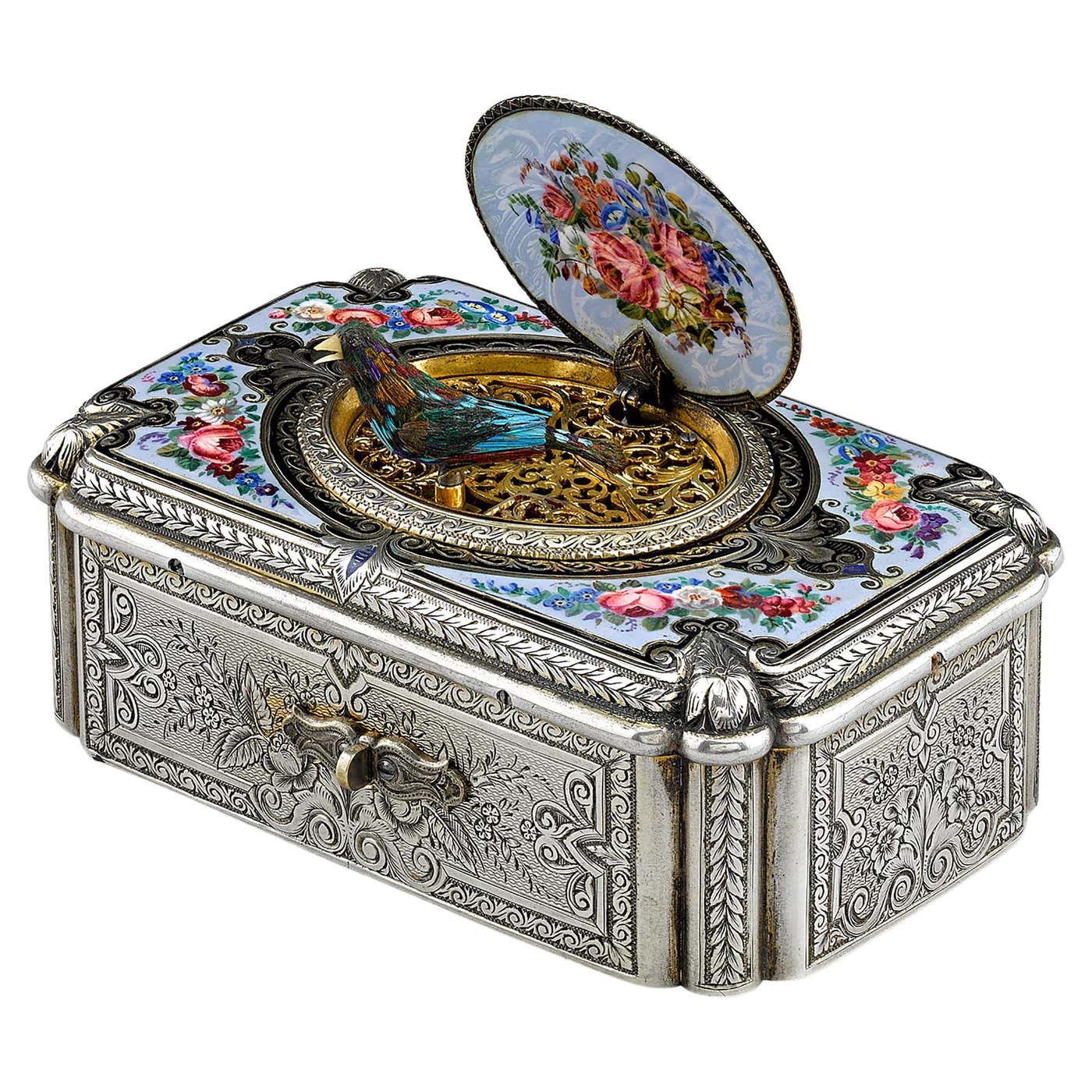 Silver Fusée Singing Bird Box by Charles Bruguier For Sale at 1stDibs ...