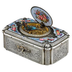 Antique Silver Fusée Singing Bird Box by Charles Bruguier