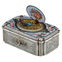 Vintage Silver Fusée Singing Bird Box by Charles Bruguier