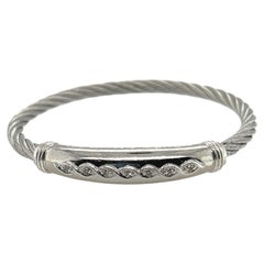 Silver Gabriel & Co. Steel My Heart Diamond Bracelet 