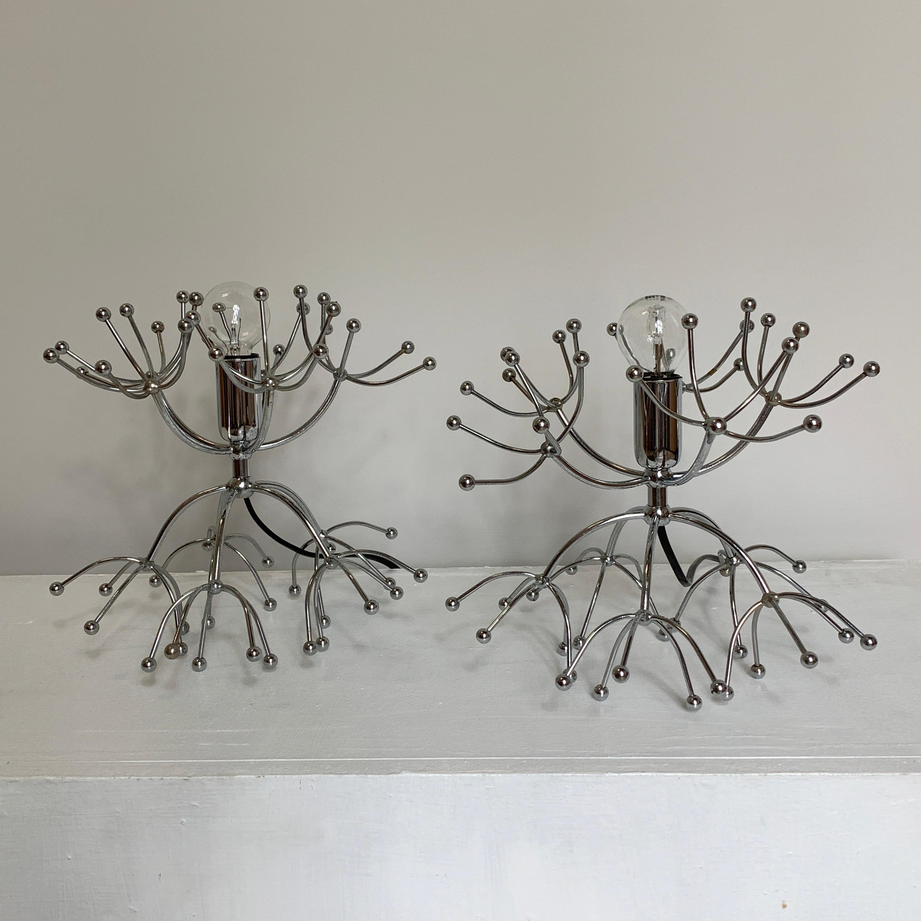 Lámparas de mesa Sputnik Gaetano Sciolari de plata, Italia, años 60 Cromo en venta