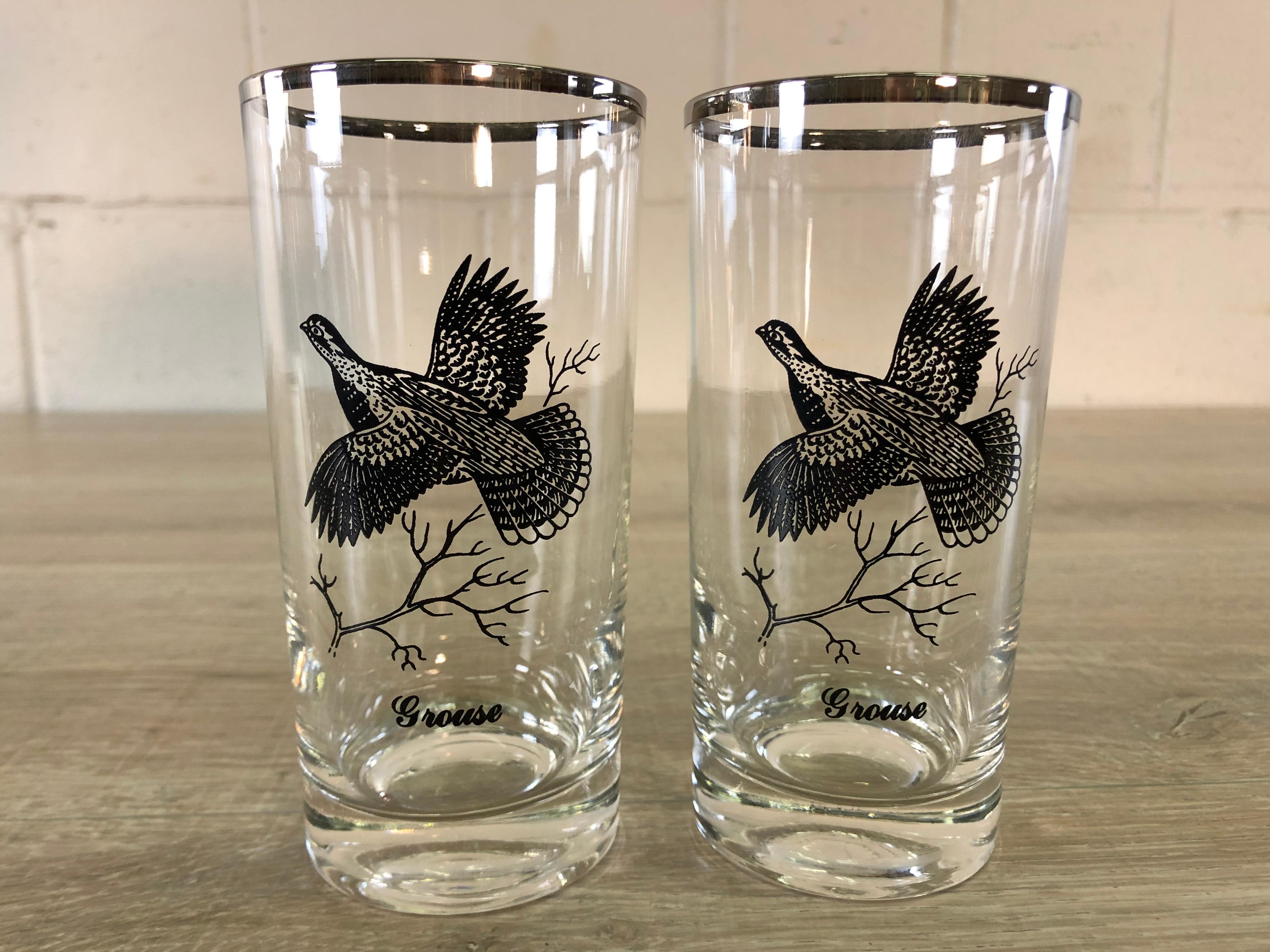 Mid-Century Modern Silver Game Bird Drinking Glasses, Set of 4 For Sale