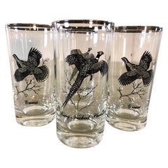 Silver Game Bird Drinking Glasses, Set of 4