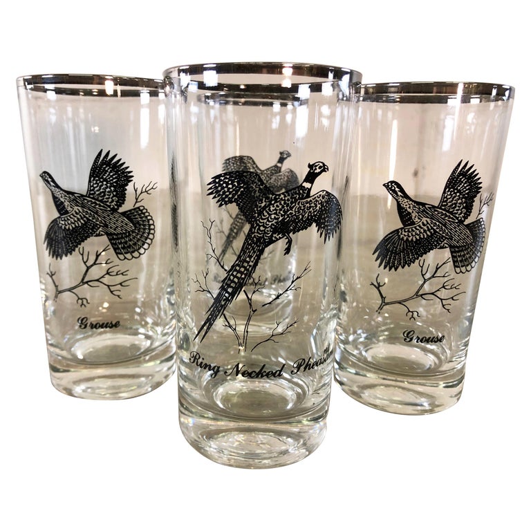 Silver Game Bird Drinking Glasses, Set of 4 For Sale at 1stDibs