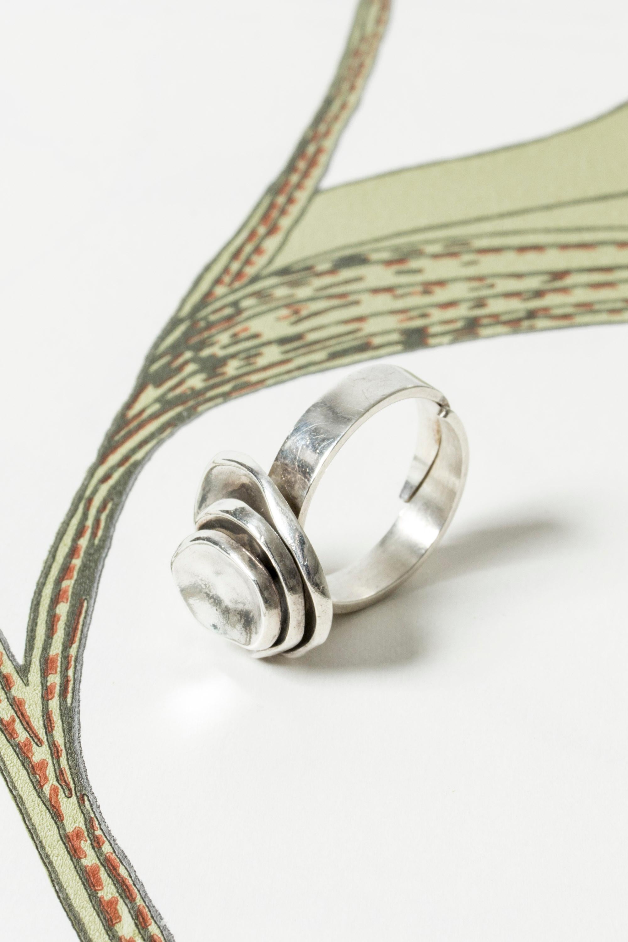 Silberner Gardenia-Ring von Liisa Vitali, Finnland, 1974 (Modernistisch)