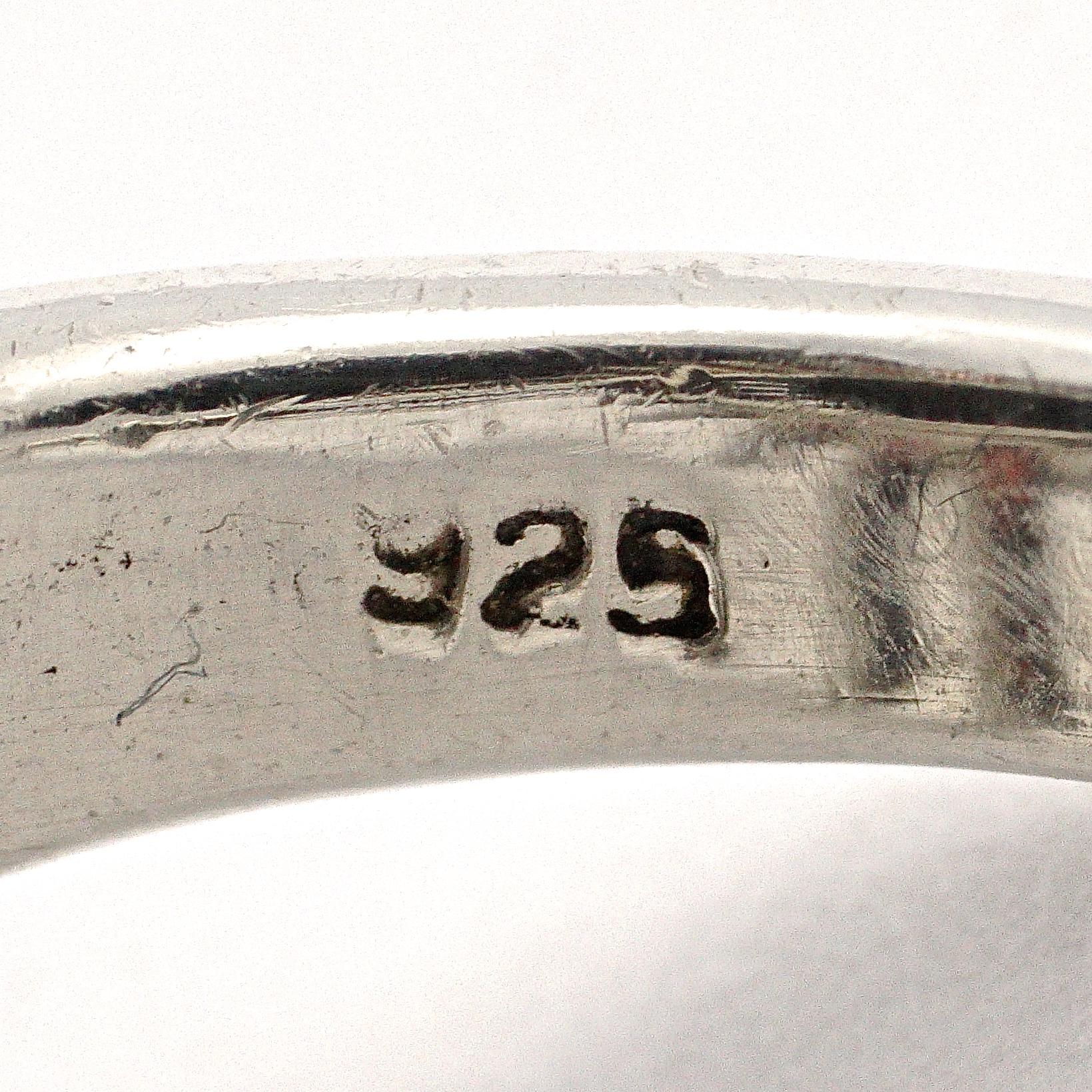 Statement-Ring aus Silber mit Granat und Marcasite-Blumen  im Angebot 2