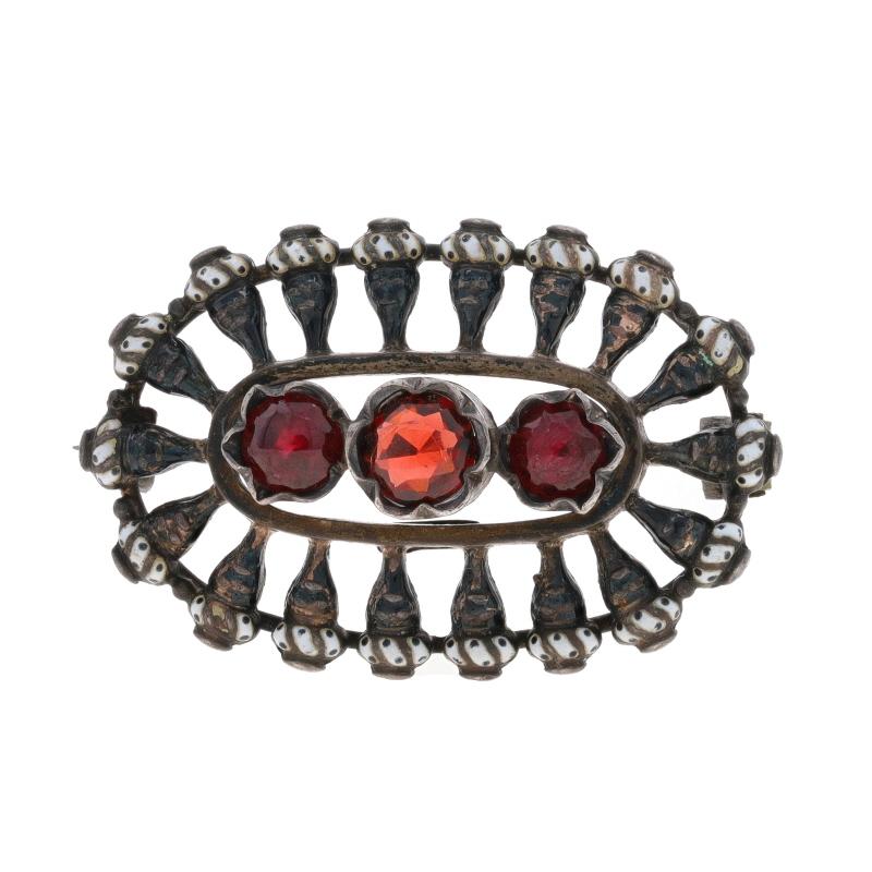 Silber Granat Arts & Crafts Armband Brosche & Ring Set Buff Top Rd Antike 6 1/4 Damen