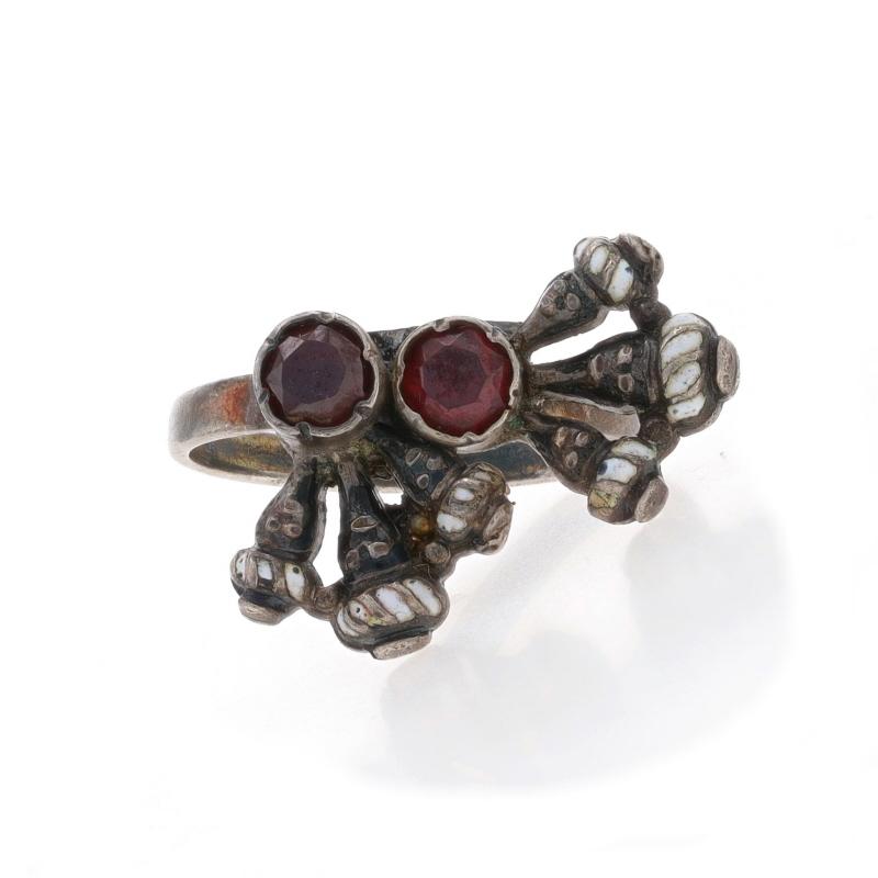 Silber Granat Arts & Crafts Armband Brosche & Ring Set Buff Top Rd Antike 6 1/4 1
