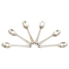 Cuillère moka en argent Georg Jansen modèle Pyramid, lot de 6, Danemark 960