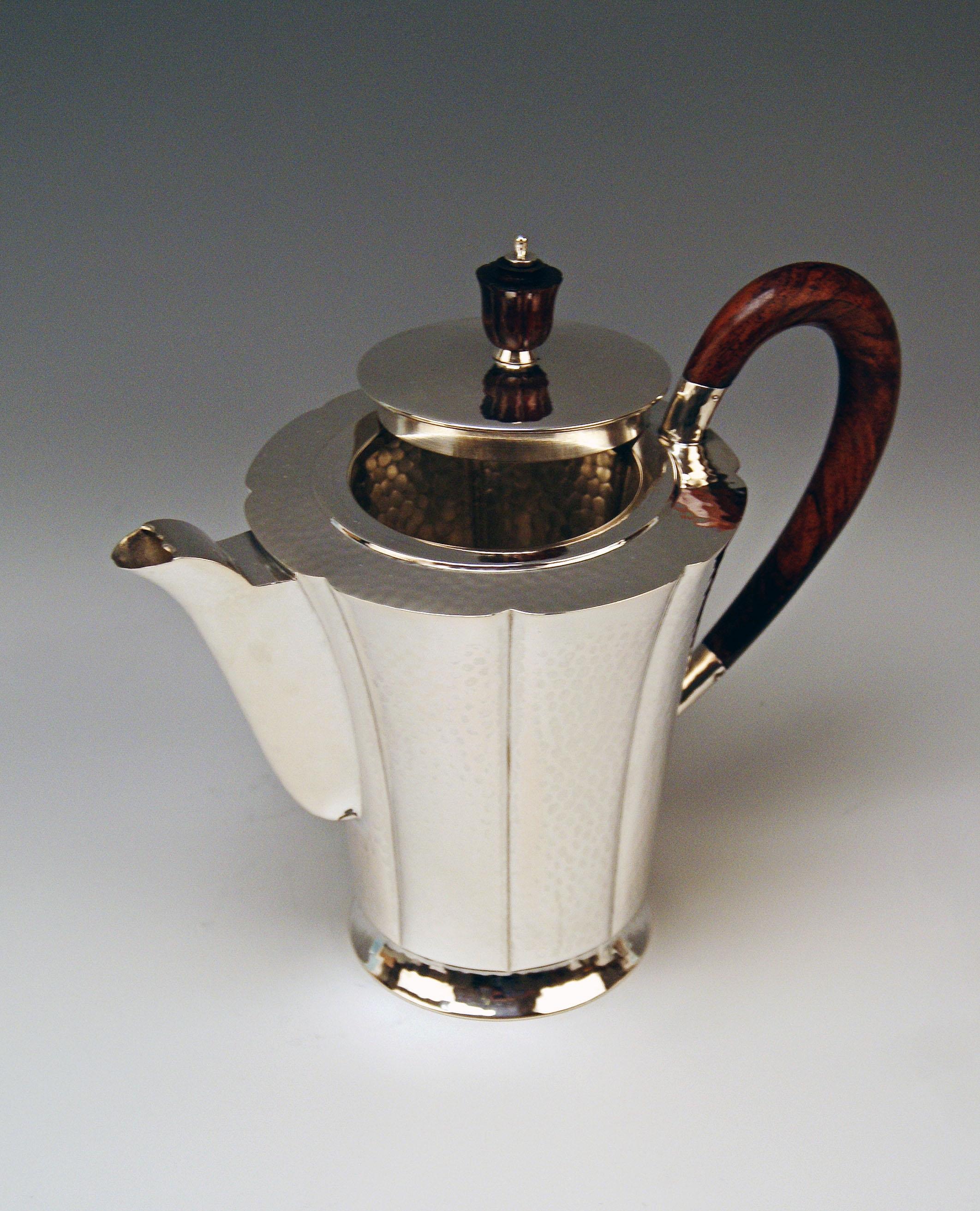 Silver Germany Coffee Tea Pot Creamer Sugar Bowl Tray Art Nouveau Wilkens 1905 1