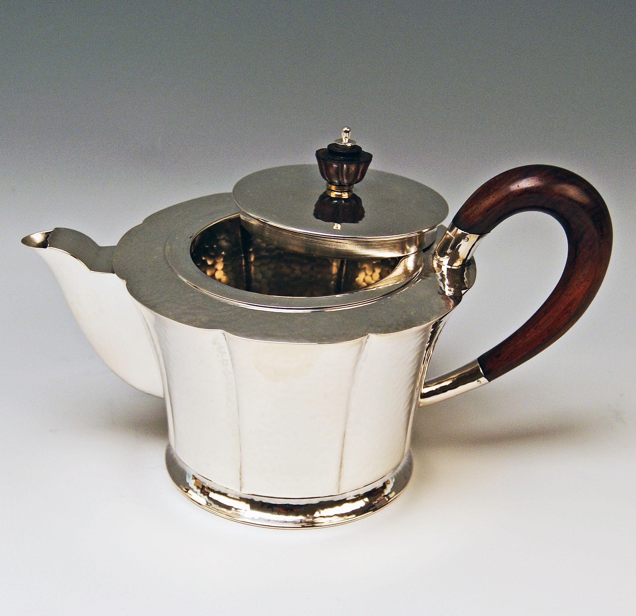 Silver Germany Coffee Tea Pot Creamer Sugar Bowl Tray Art Nouveau Wilkens 1905 2
