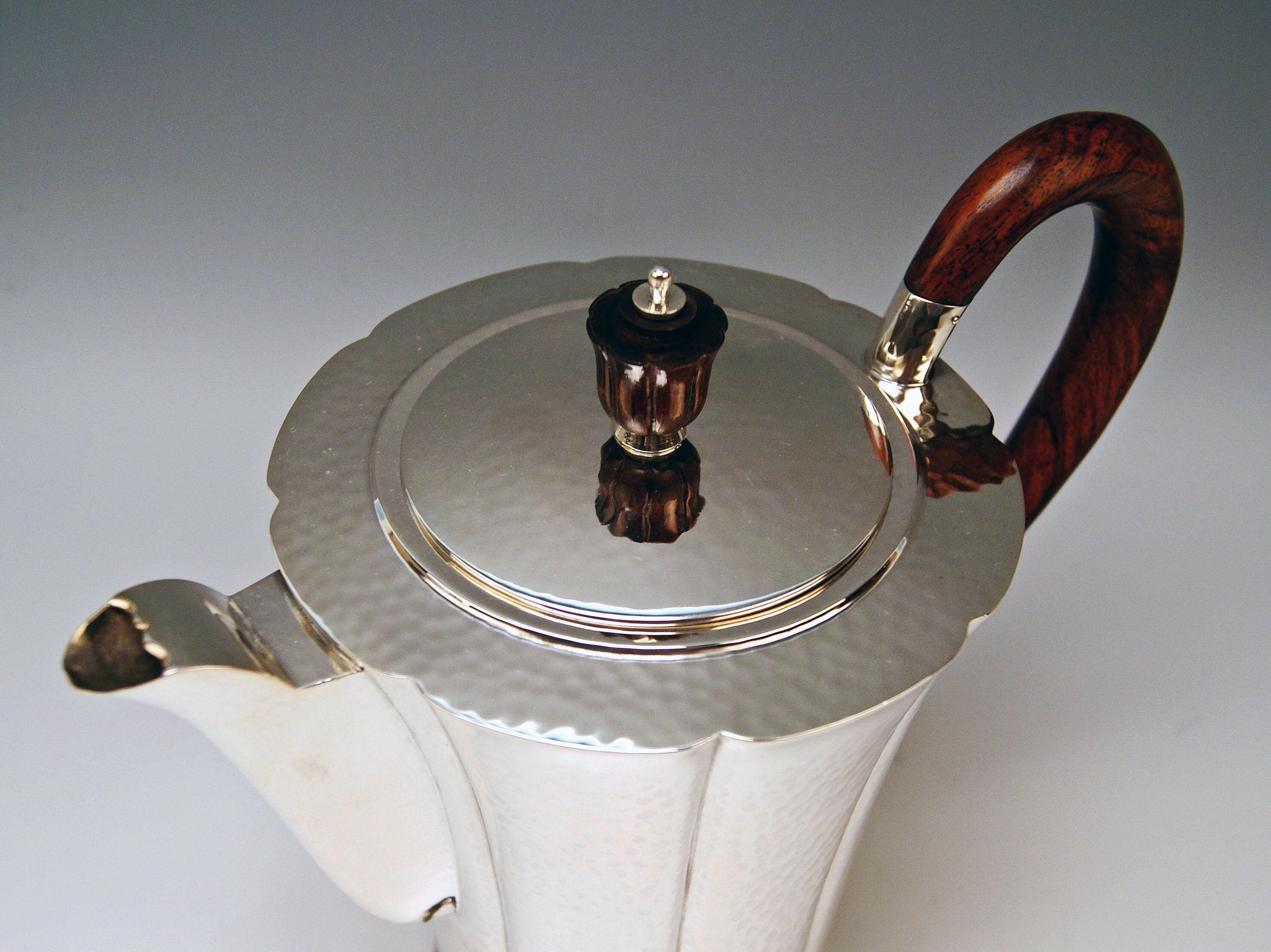 Silver Germany Coffee Tea Pot Creamer Sugar Bowl Tray Art Nouveau Wilkens 1905 4