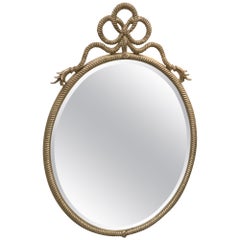 Silver Gilded Carved Rope Oval Mirror by Carver’s Guild
