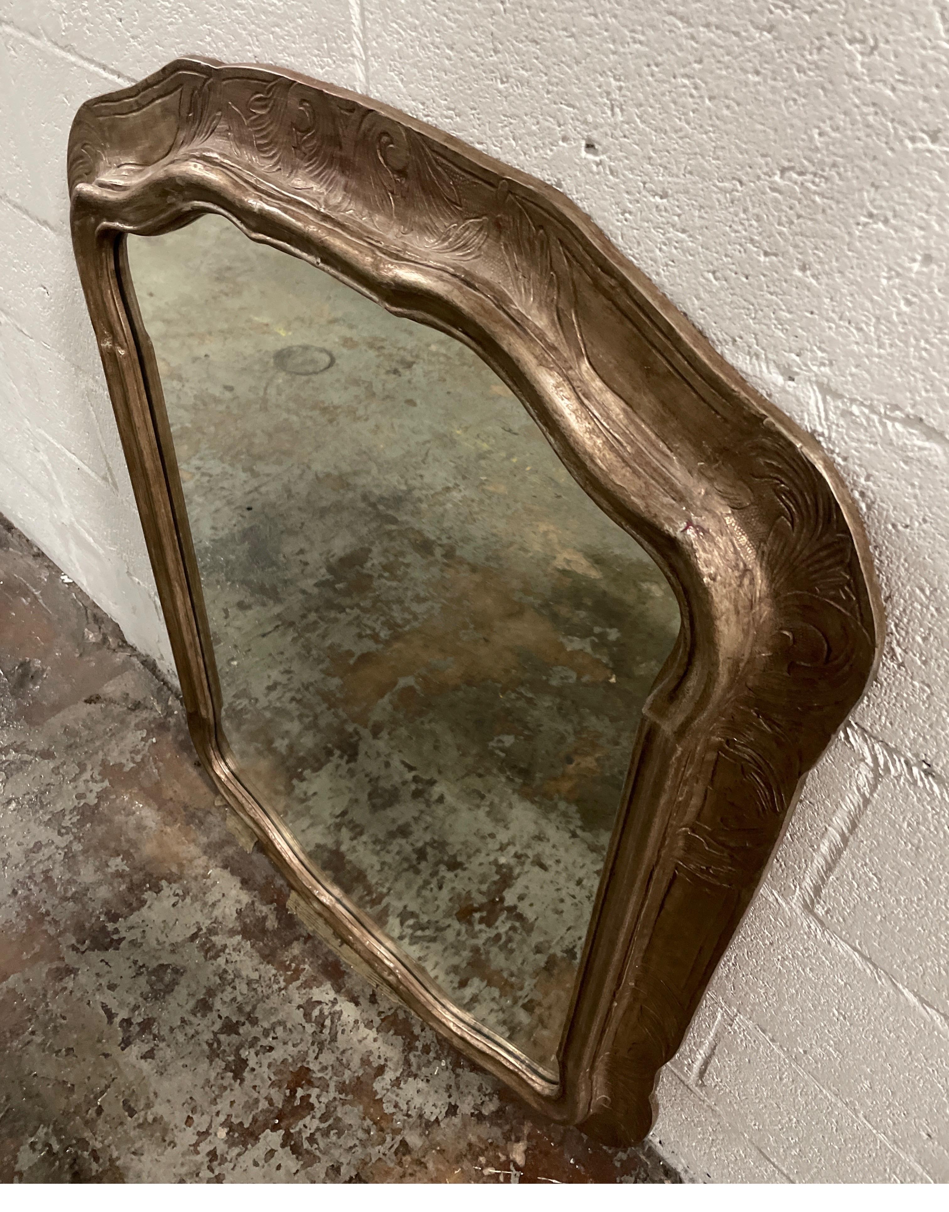 American Silver Gilded & Embossed Mirror by Friedman Brothers