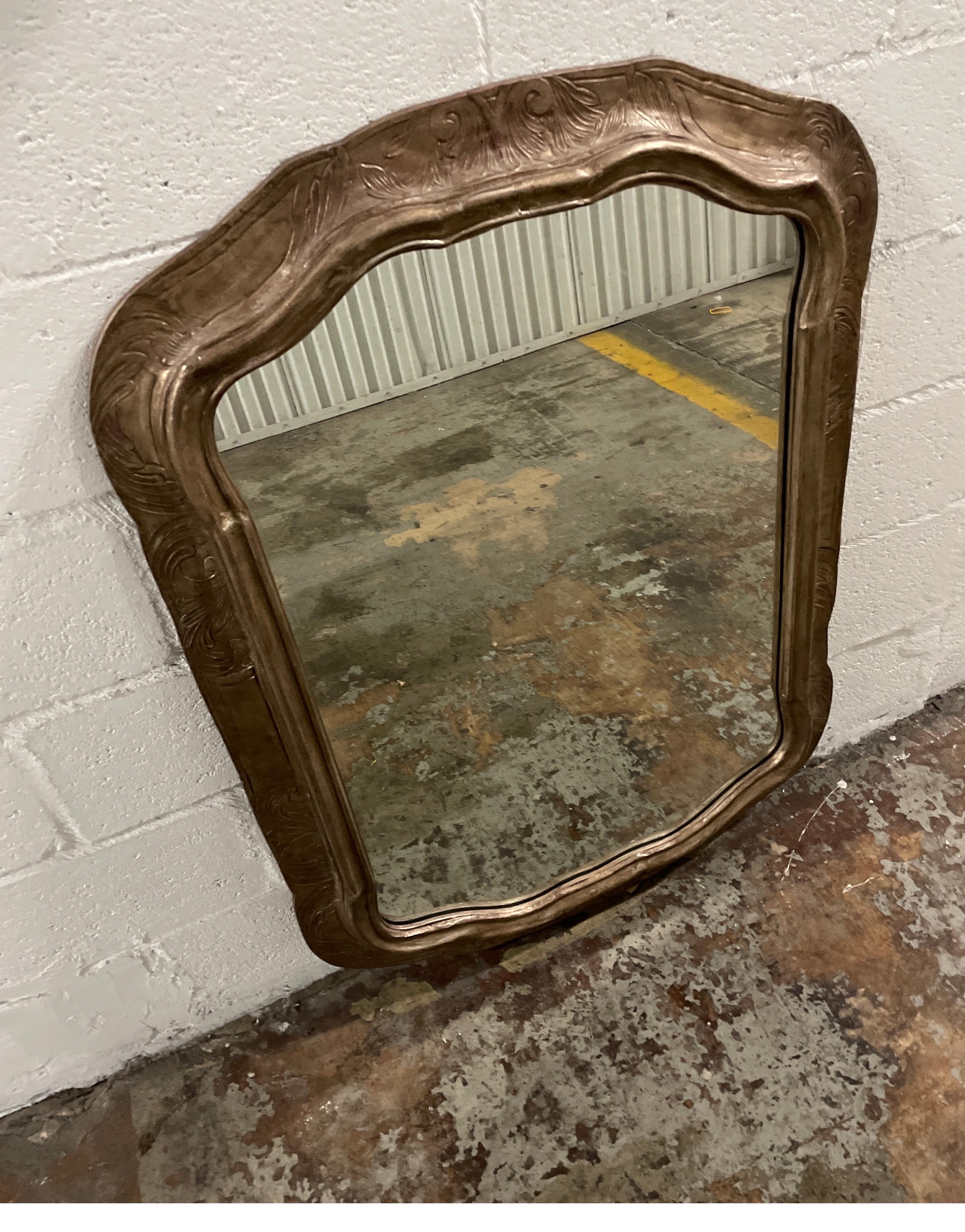 Silver Gilded & Embossed Mirror by Friedman Brothers In Good Condition In West Palm Beach, FL