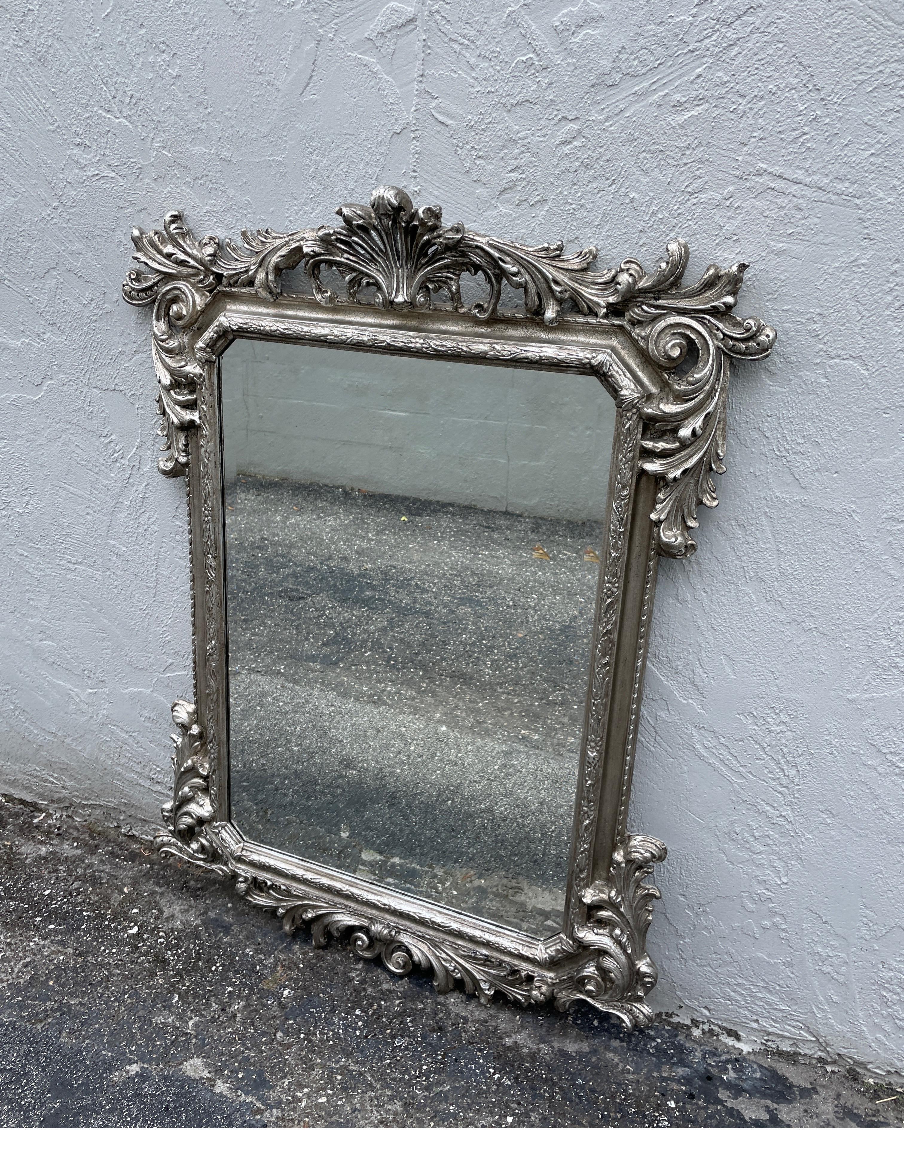 Friedman Brothers large carved & silver gilded mirror.