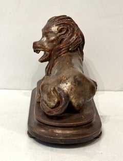 Silver Gilded Reclining Lion Sculpture