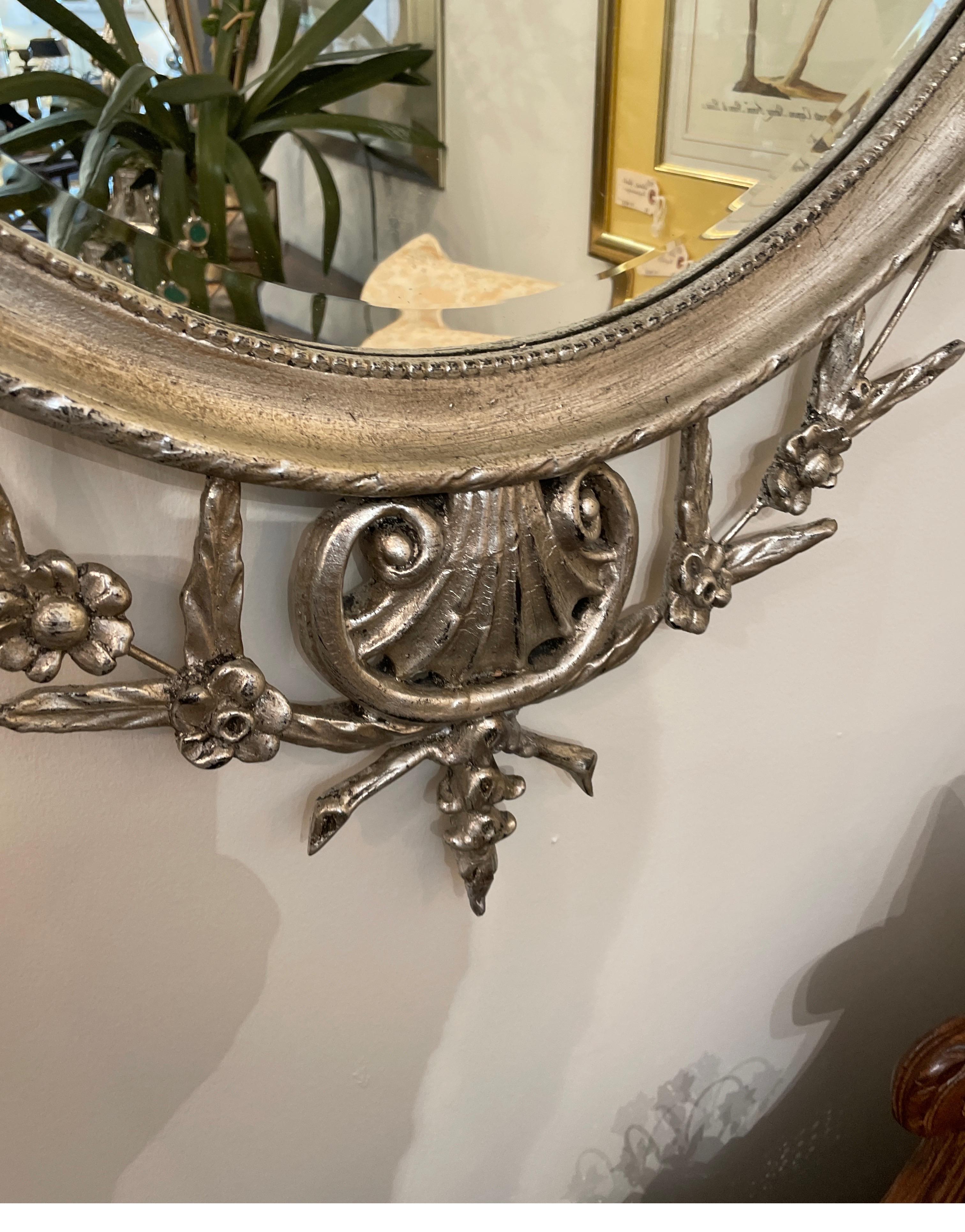 Silver Gilt Adams Style Oval Mirror by Decorative Arts Studio 4