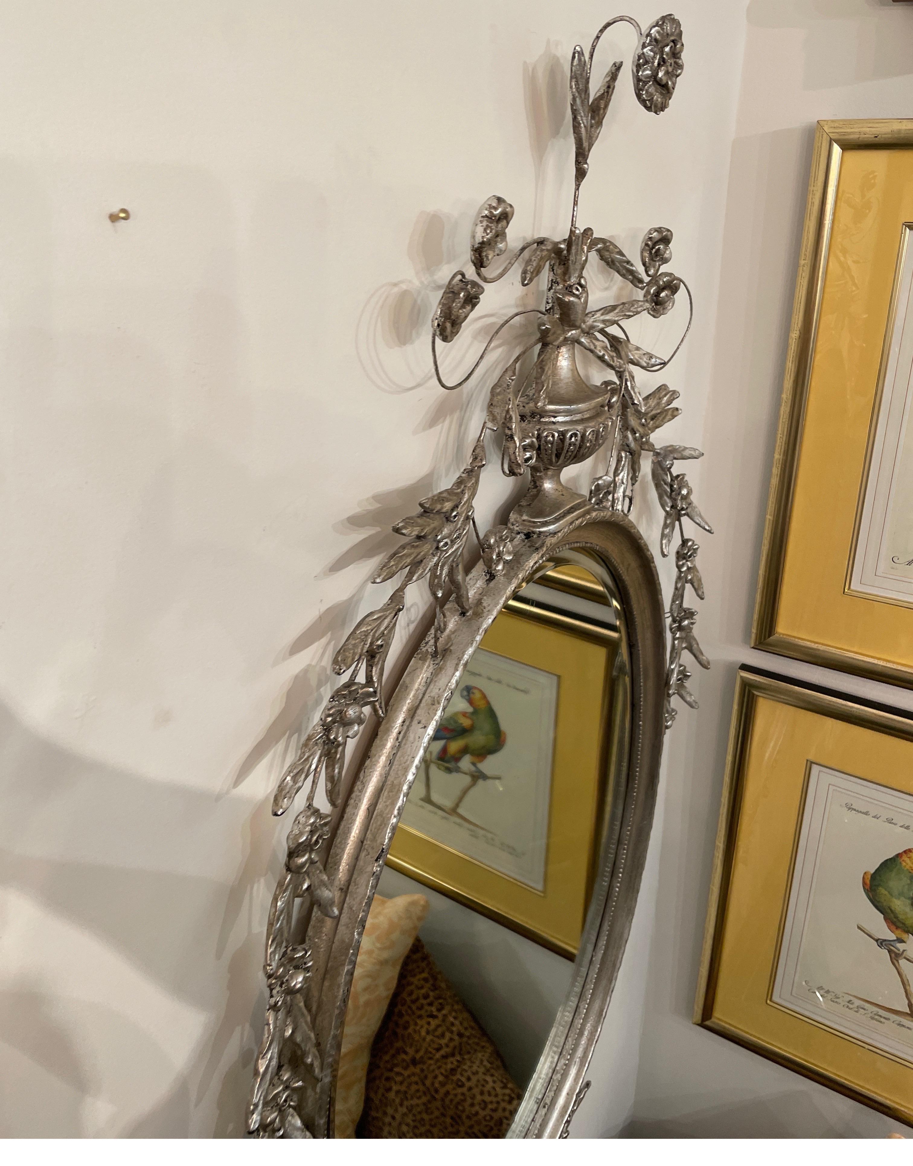 Silver Gilt Adams Style Oval Mirror by Decorative Arts Studio 5