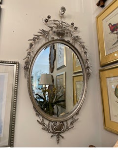Silver Gilt Adams Style Oval Mirror by Decorative Arts Studio