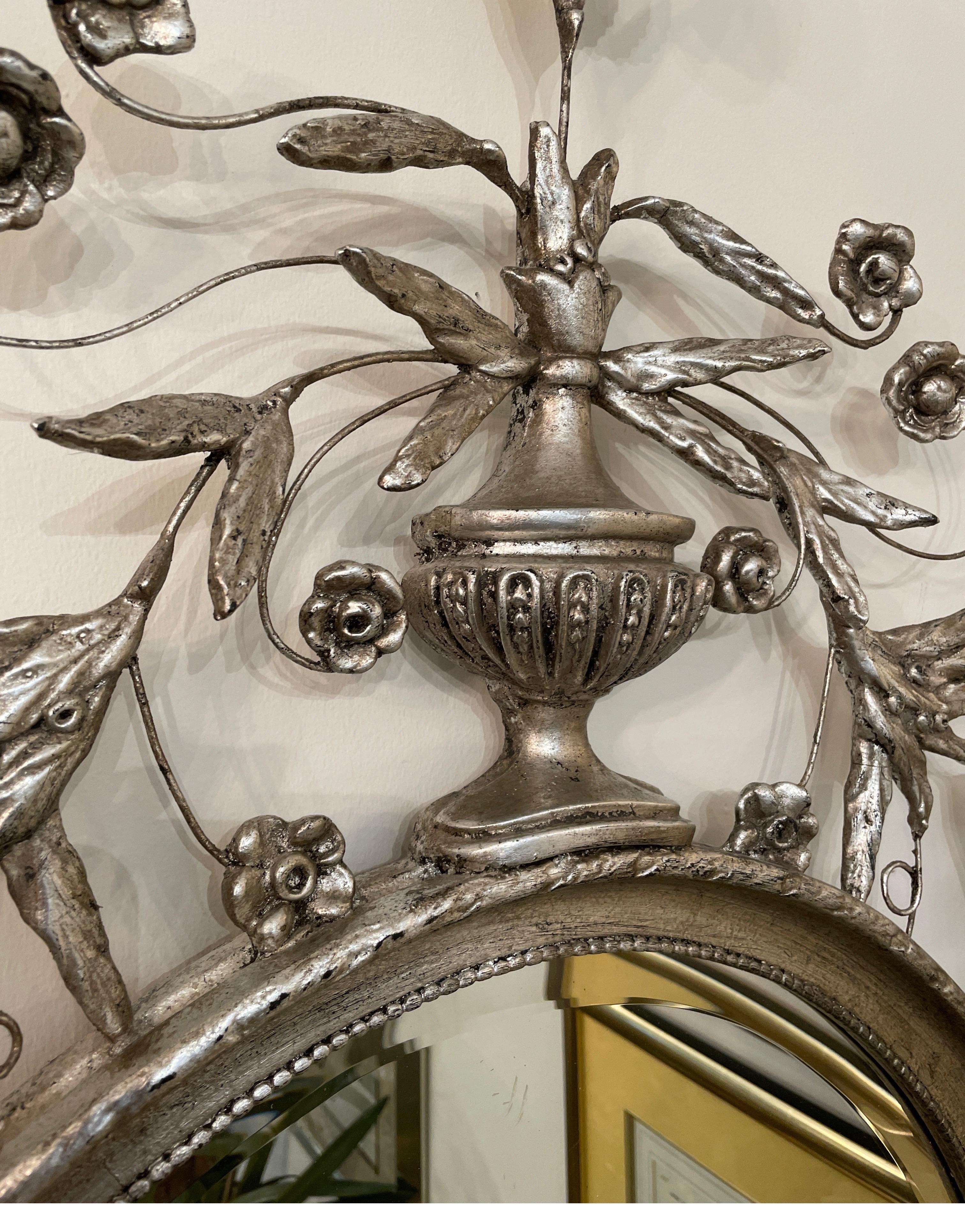 Silver Gilt Adams Style Oval Mirror by Decorative Arts Studio 1