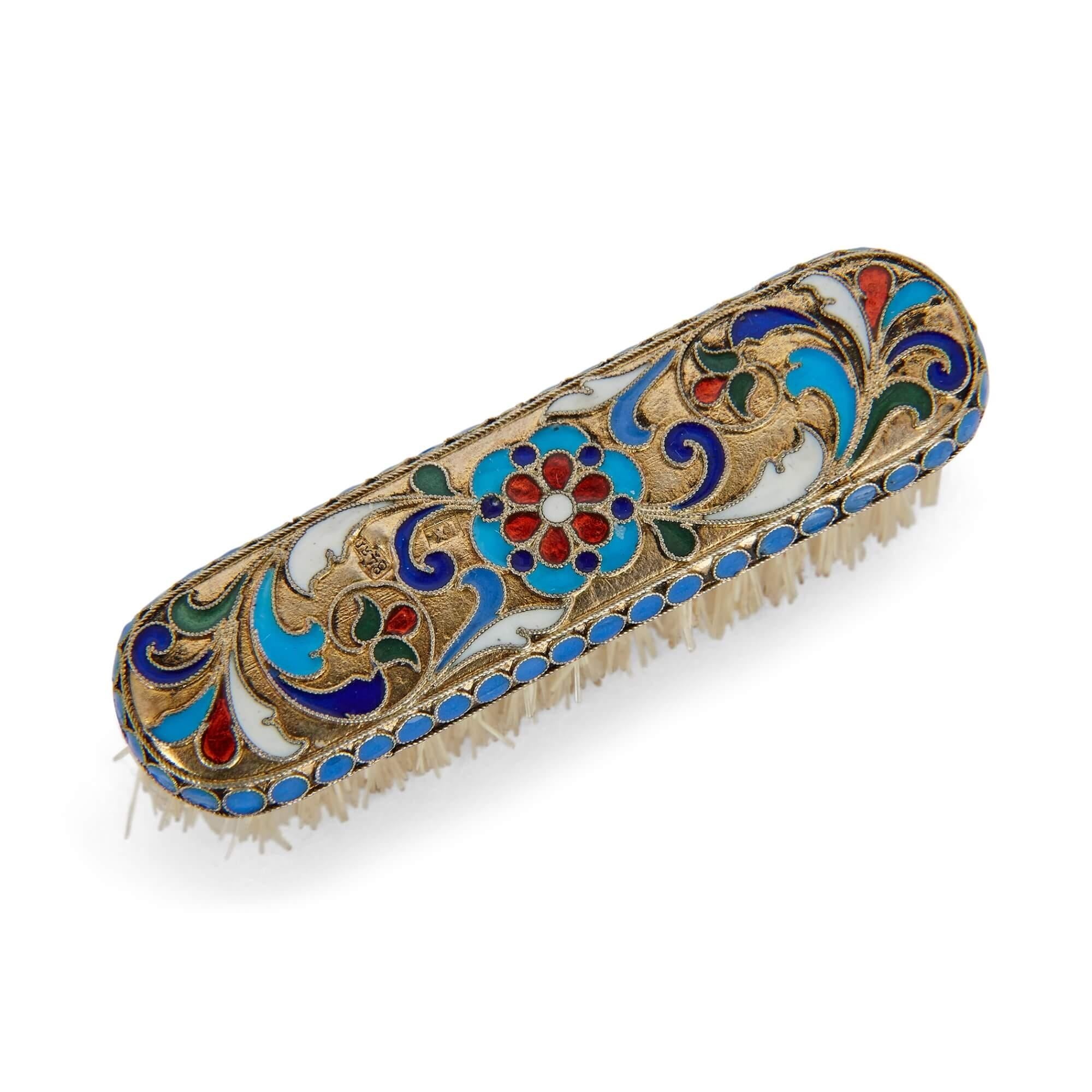Silver-gilt and cloisonné enamel Russian writing set In Good Condition For Sale In London, GB
