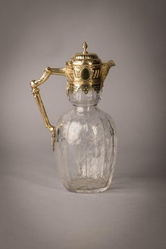 Silver Gilt and Engraved Crystal Jug