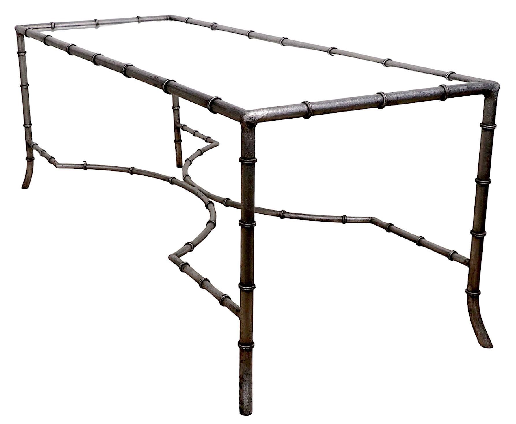 Silver Gilt and Glass Faux Bamboo Coffee Table For Sale 4