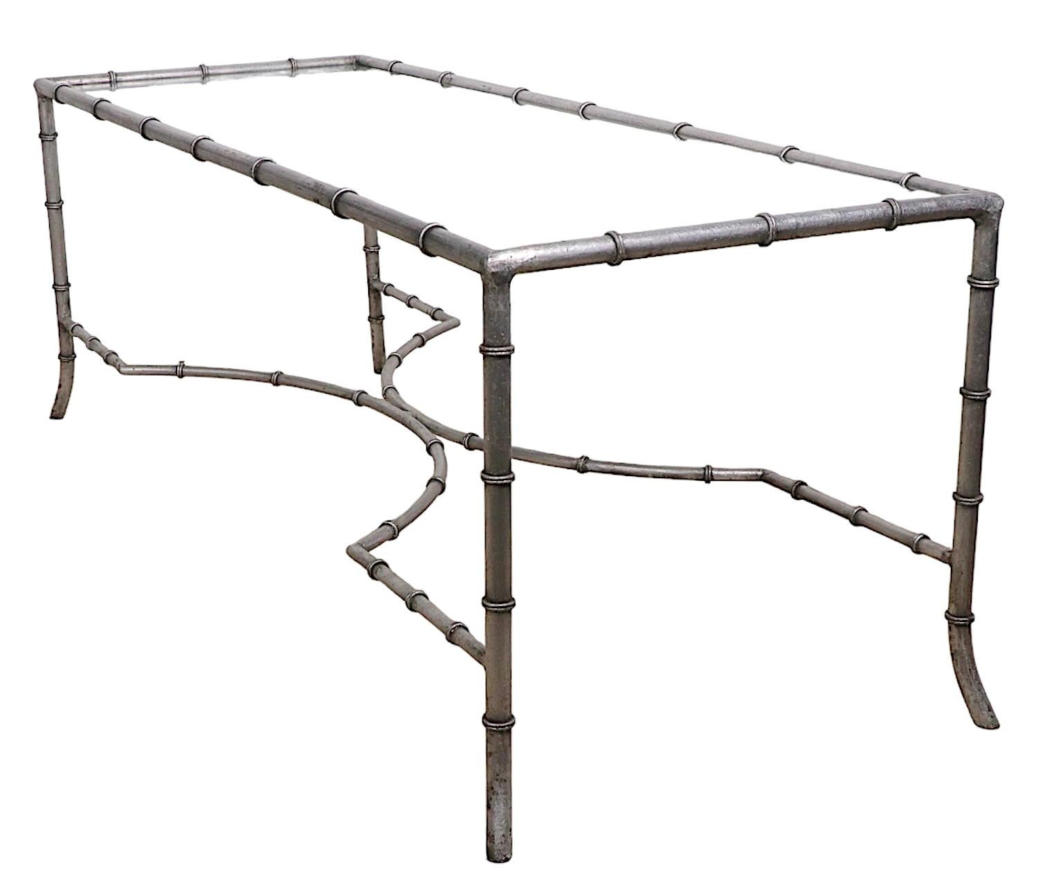 Silver Gilt and Glass Faux Bamboo Coffee Table For Sale 6