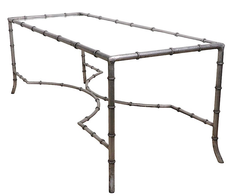 Silver Gilt and Glass Faux Bamboo Coffee Table For Sale at 1stDibs
