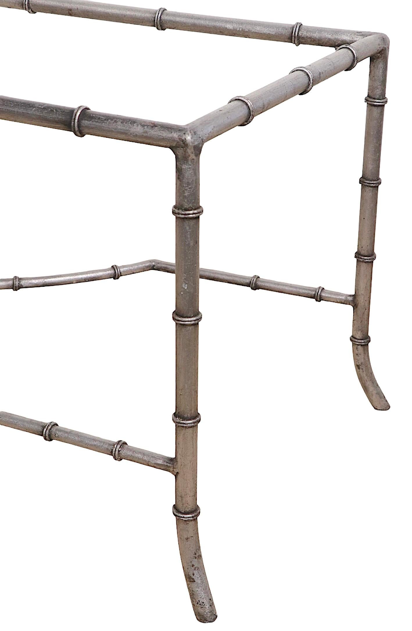 Silver Gilt and Glass Faux Bamboo Coffee Table For Sale 13