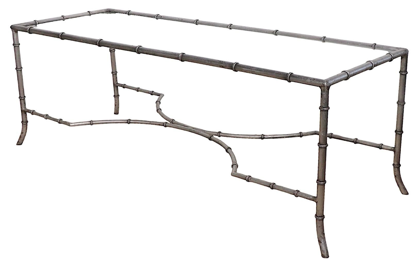 Silver Gilt and Glass Faux Bamboo Coffee Table In Good Condition For Sale In New York, NY