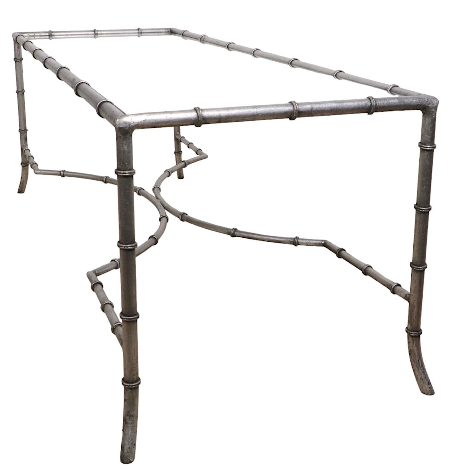 Silver Gilt and Glass Faux Bamboo Coffee Table For Sale 1