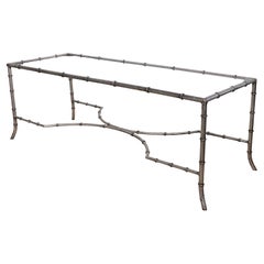 Silver Gilt and Glass Faux Bamboo Coffee Table