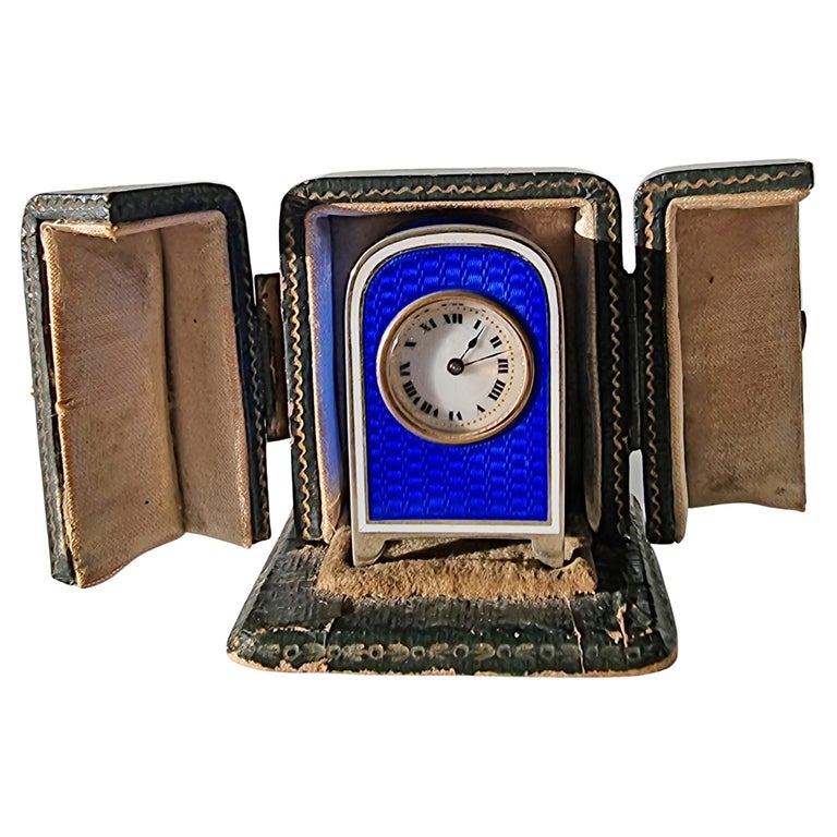 Silver Gilt and Guilloche Enamel Sub Miniature Carriage or Boudoir ...