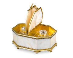 Silver Gilt and Mother of Pearl Inkwell