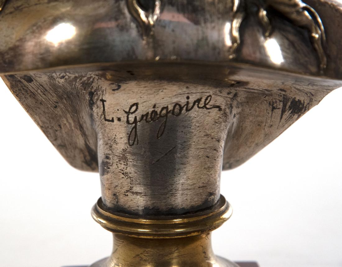 French Silver-Gilt Bronze of a Woman by Jean-Louis Grégoire