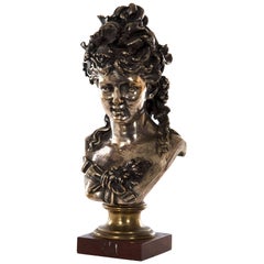 Silver-Gilt Bronze of a Woman by Jean-Louis Grégoire