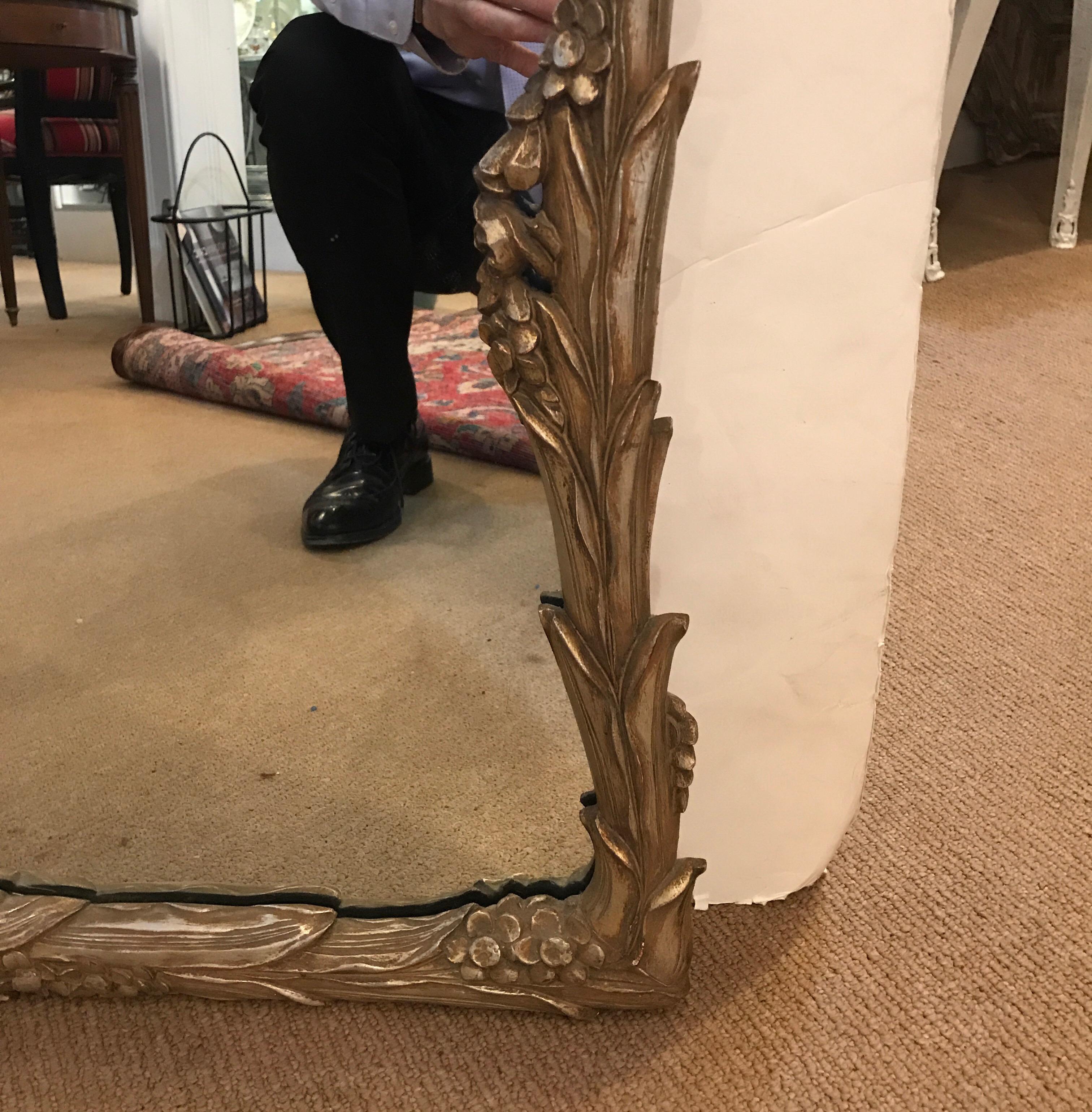 Italian Silver Gilt Carved Wood Framed Mirror