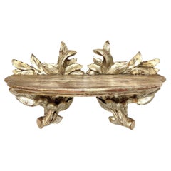 Antique Silver Gilt Carved Wood Wall Shelf
