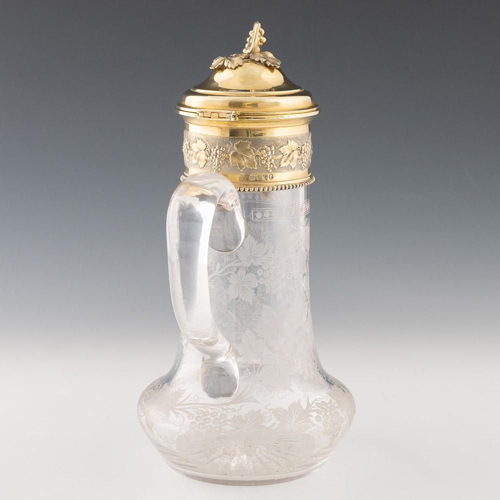 British Silver Gilt Claret Jug Garrard London 1882 For Sale
