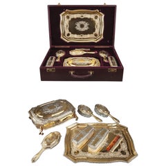 Silver-Gilt Dressing-Table Service by Lionel Alfred Crichton, London, 1917