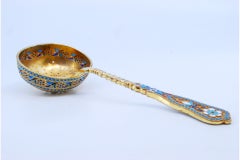 Silver-gilt dusting ladle with Russian-style cloisonné enamels