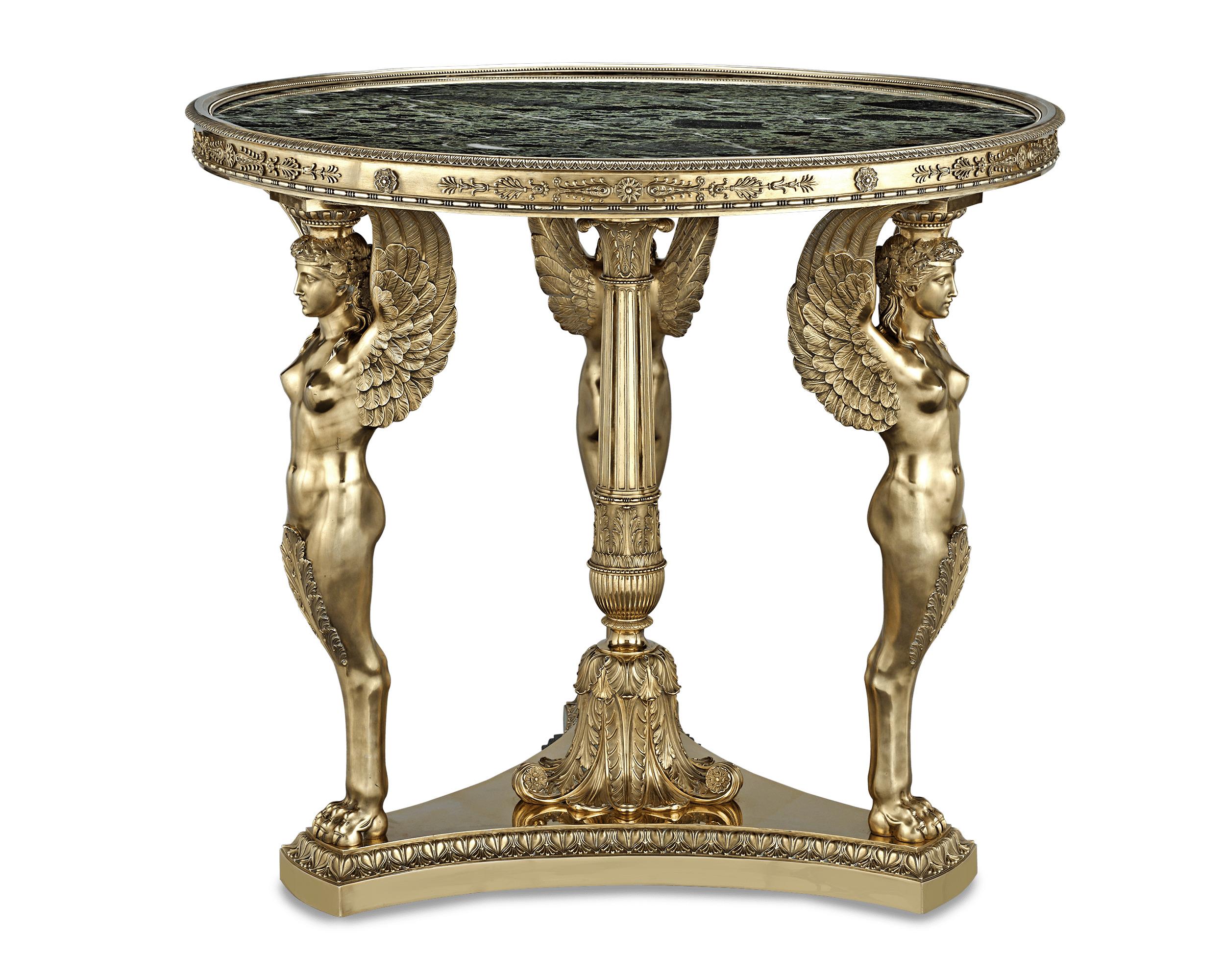 Silber-vergoldeter Ausstellungs-Teetisch von Maison Aucoc (Französisch) im Angebot
