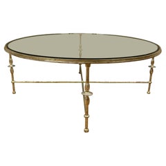 Silver Gilt Giacometti Style Round Glass Top Coffee Table