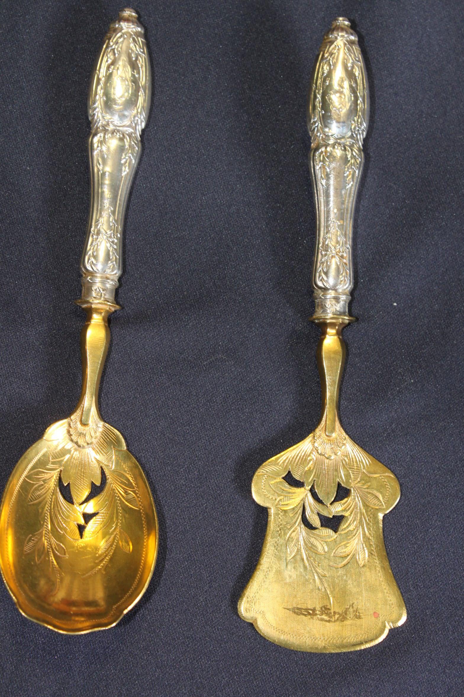High Victorian Silver Gilt Hors d'oeuvres Set