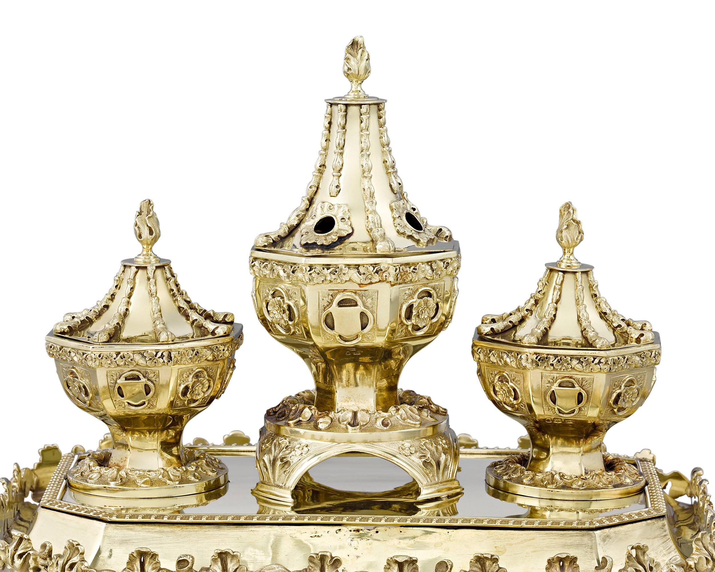 Silberner vergoldeter Tintenfass von William Bateman II (William IV.) im Angebot