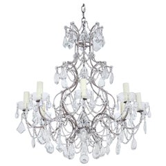 Silver-Gilt Italian Macaroni Crystal Beaded Chandelier