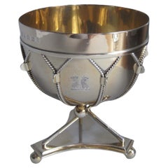 Antique Silver Gilt Kettle Drum Bowl Made in Birmingham by Frederick Elkington, 1878