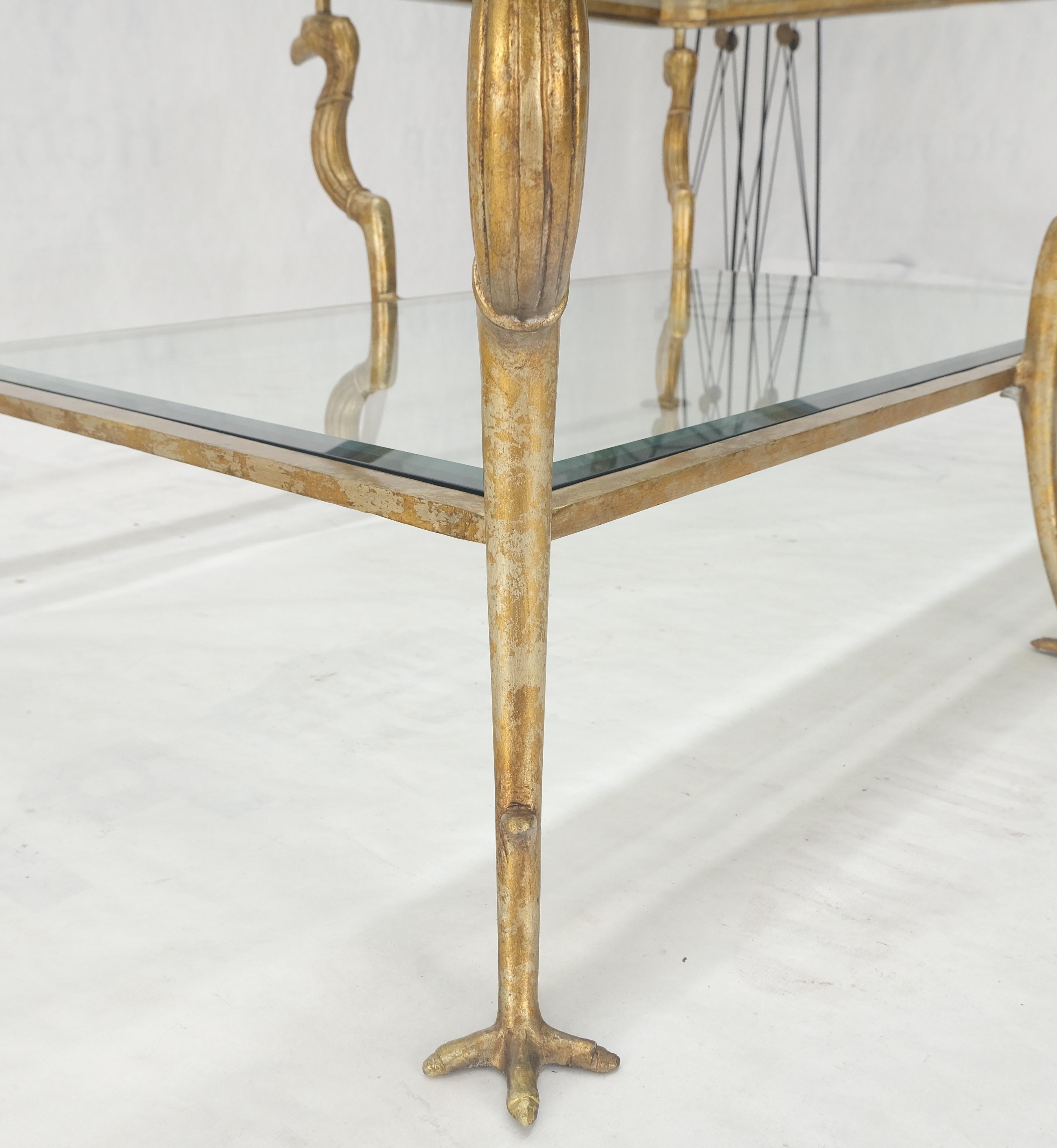 Silver Gilt Metal Glass Top Two Tier Eagle & Claw Motive Rectangle Coffee Table  For Sale 4